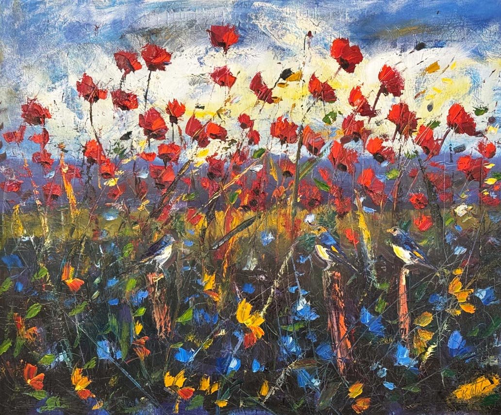 Dağ Eteğinde Gelincikler Yağlı Boya Tablosu