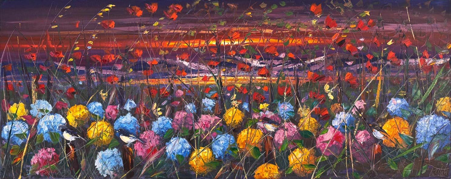 Göğe Bakan Çiçekler Yağlı Boya Tablosu