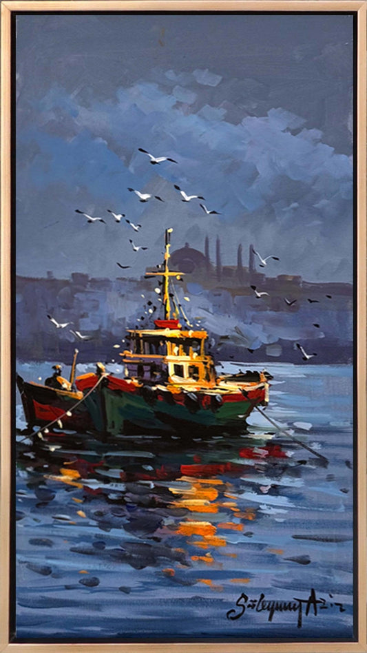 Boğazda Seher Vakti Yağlı Boya Tablosu Simurg Sanatevi