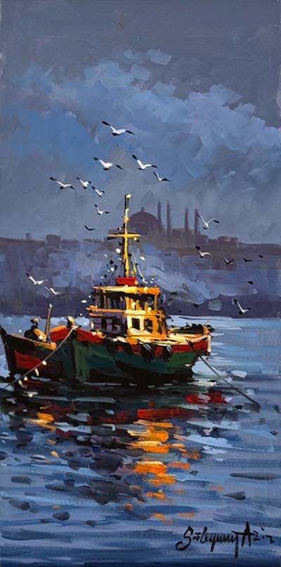 Boğazda Seher Vakti Yağlı Boya Tablosu