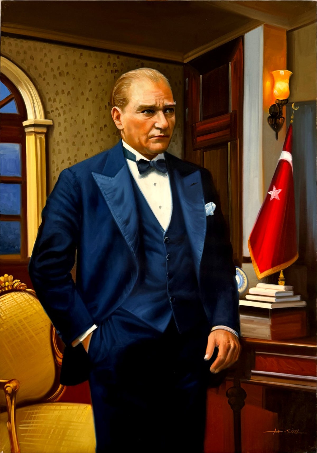 Ofiste Düşünceler Yağlı Boya Tablosu Simurg Sanatevi