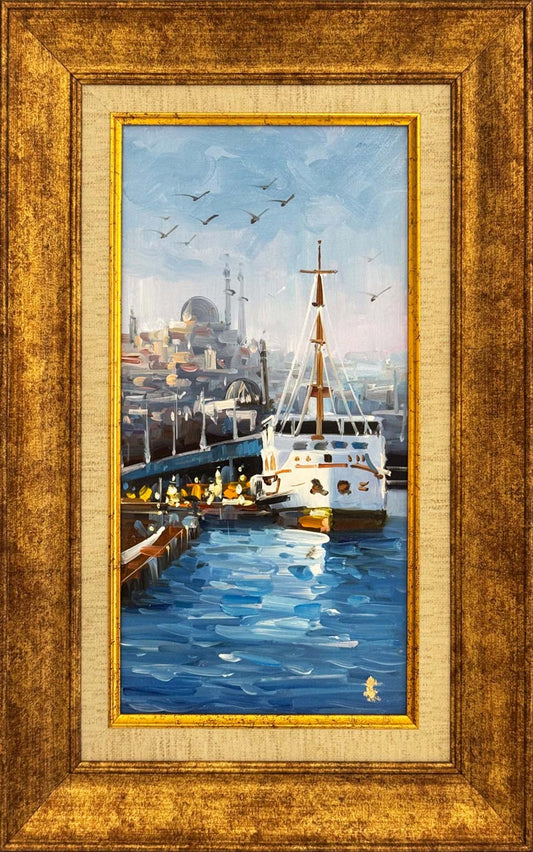 Eminönü İskelesi Boğaz Yağlı Boya Tablosu Simurg Sanatevi