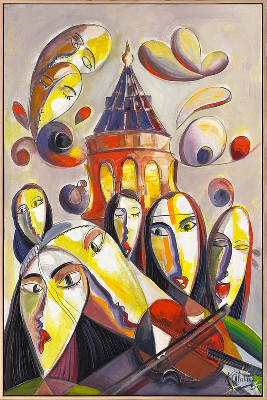 Senkronize Yüzler Yağlı Boya Tablosu Simurg Sanatevi