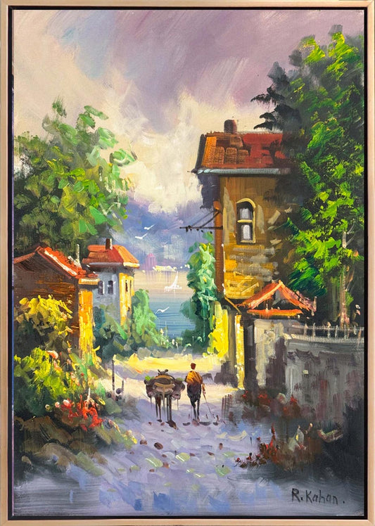 Eski Şehirde Yağlı Boya Tablosu Simurg Sanatevi