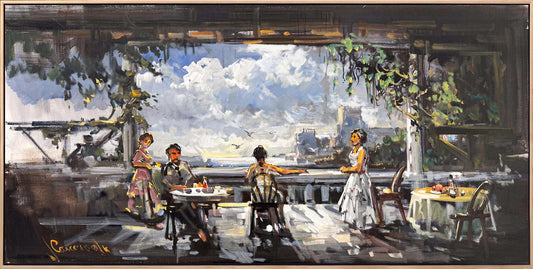 Terastaki Kafe Yağlı Boya Tablosu