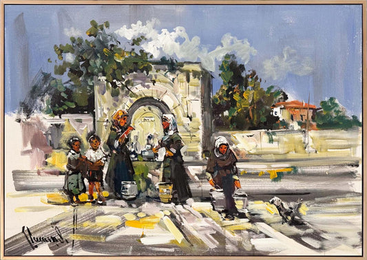 Çeşme Başında Sohbet Yağlı Boya Tablosu