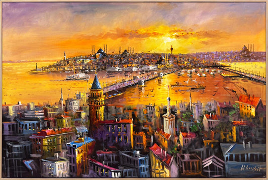 Altın Boğaz'da Gün Batımı Yağlı Boya Tablosu