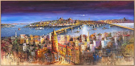 Yedi Tepeli Şehrin Gecesi Yağlı Boya Tablosu