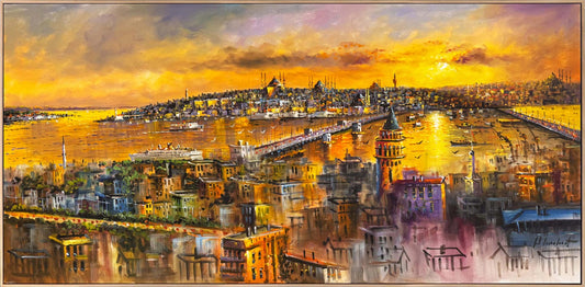 İstanbul'un Kehribar Saati Yağlı Boya Tablosu