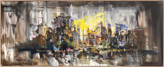 Toz ve Duman Şehir Yağlı Boya Tablosu