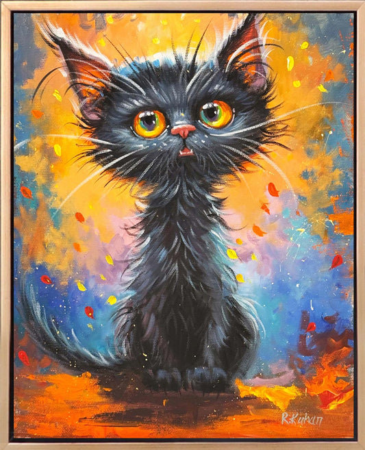 Siyah Kedi Yağlı Boya Tablosu Simurg Sanatevi