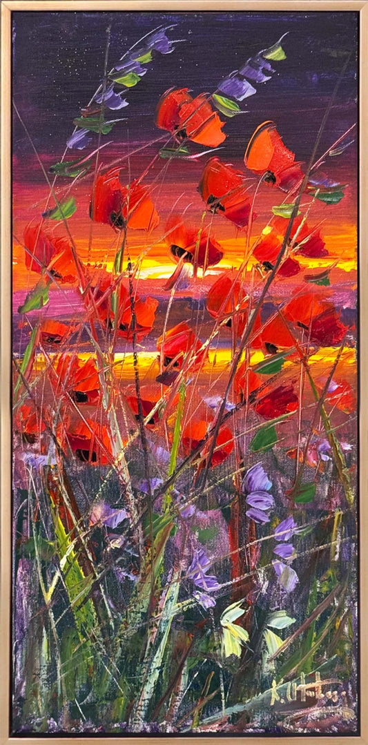 Gelinciklerin Gün Batımı Yağlı Boya Tablosu