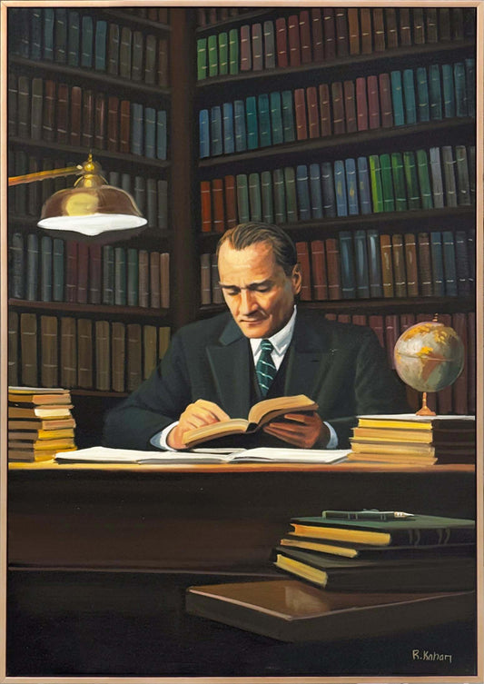 Mustafa Kemal’in Kitaplığı Yağlı Boya Tablosu Simurg Sanatevi