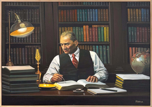 Geleceği İnşa Eden Atatürk Yağlı Boya Tablosu Simurg Sanatevi