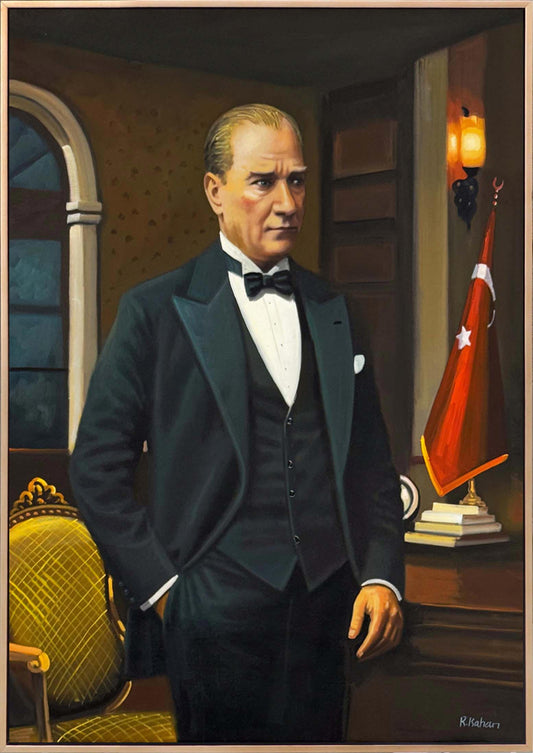 Atatürk Duruşu Yağlı Boya Tablosu Simurg Sanatevi