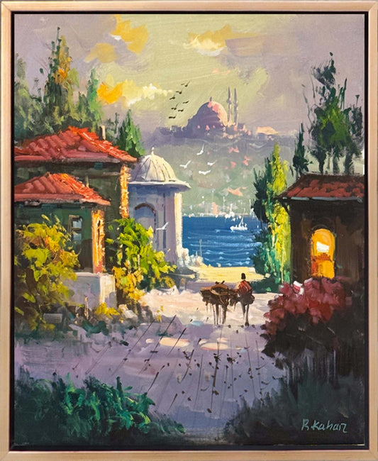 Eski Şehrin Sokakları Yağlı Boya Tablosu Simurg Sanatevi