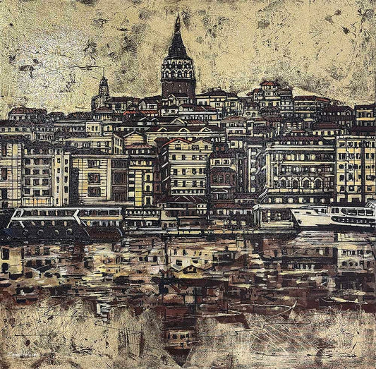 Galata ve Asırlık Yansıması Yağlı Boya Tablosu