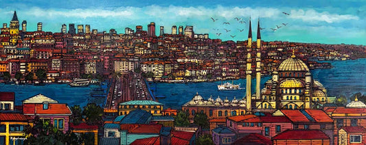 Haliç'ten Galata'ya Yağlı Boya Tablosu Simurg Sanatevi
