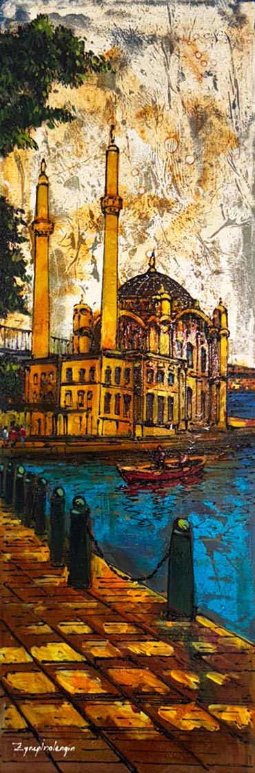 Ortaköy Sahilinde Yağlı Boya Tablosu Simurg Sanatevi