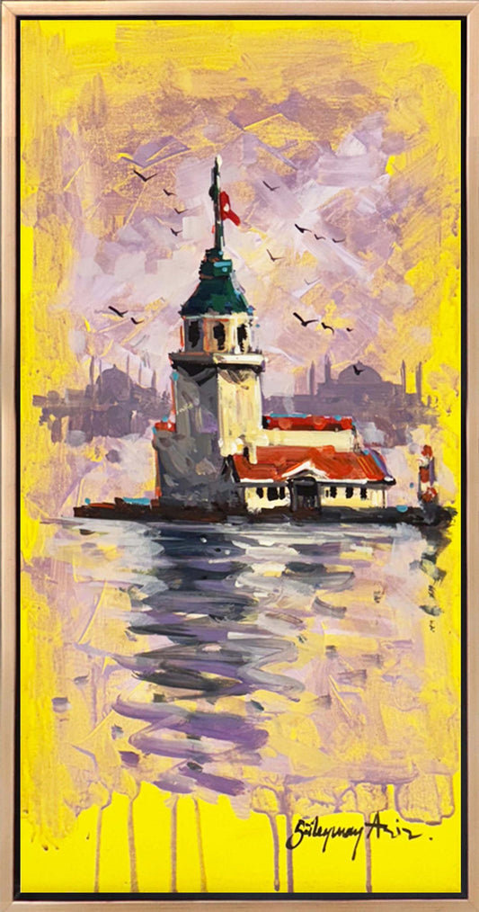 Kule ve Sandallar Yağlı Boya Tablosu Simurg Sanatevi