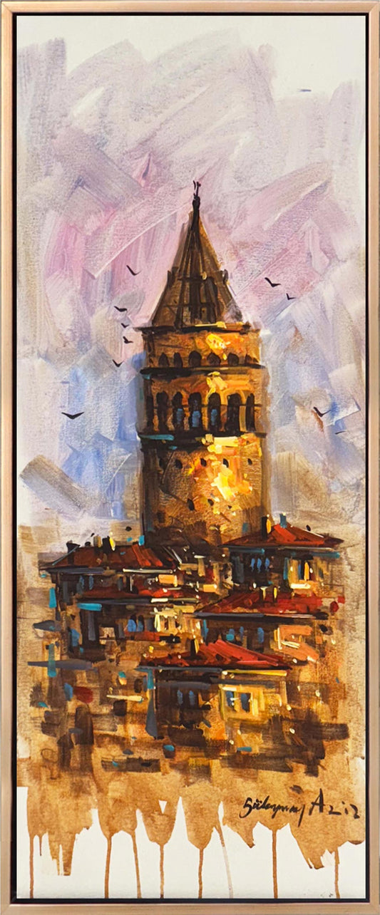 Galata'da Son Işık Yağlı Boya Tablosu Simurg Sanatevi