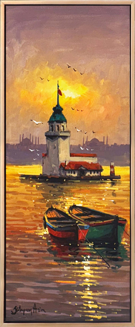 Yumuşak Işıkta Kız Kulesi Yağlı Boya Tablosu Simurg Sanatevi