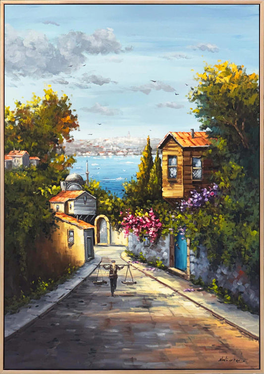 Maziye Çıkan Yokuş Yağlı Boya Tablosu Simurg Sanatevi