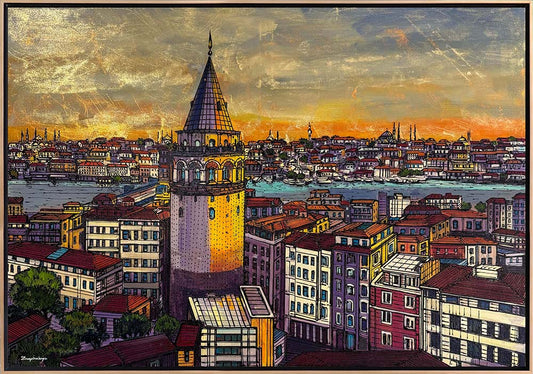 Galata Yakasında Akşam Yağlı Boya Tablosu Simurg Sanatevi