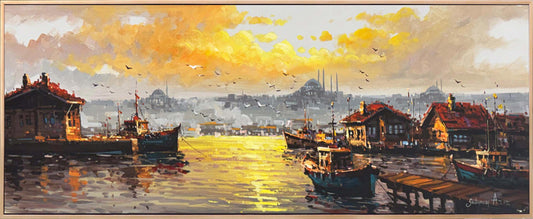 Ufukta Boğaz Yağlı Boya Tablosu Simurg Sanatevi
