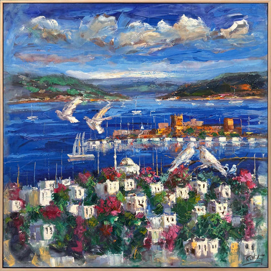 Bodrum Kalesine Seyir Yağlı Boya Tablosu Simurg Sanatevi