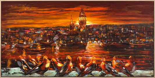 Düşsel Bir İstanbul Yağlı Boya Tablosu Simurg Sanatevi