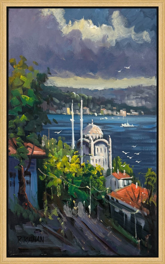 Mavi Boğaz Manzarası Yağlı Boya Tablosu Simurg Sanatevi