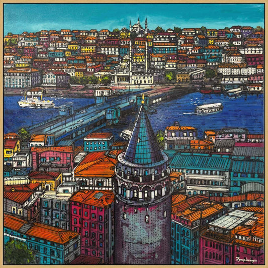 Galata Kulesi Yağlı Boya Tablosu Simurg Sanatevi