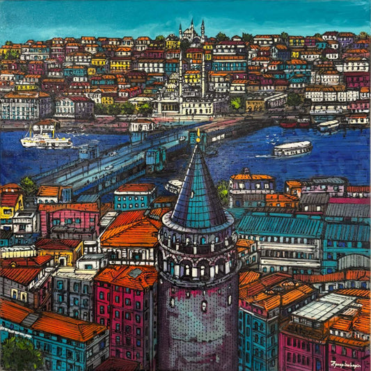 Galata Kulesi Yağlı Boya Tablosu Simurg Sanatevi