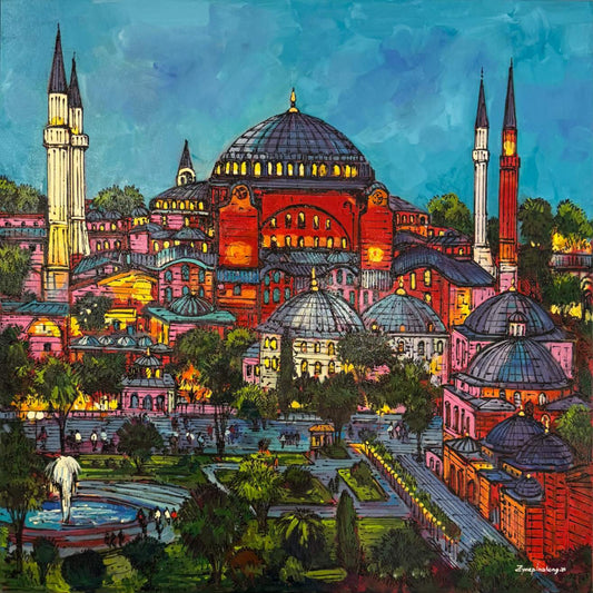Minareler Arası Şehir Yağlı Boya Tablosu Simurg Sanatevi