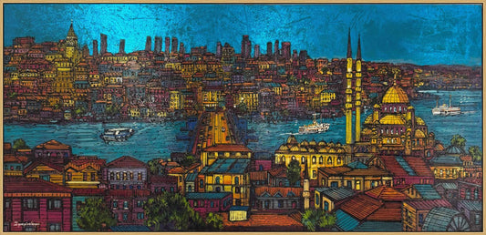 Masal Şehir İstanbul Yağlı Boya Tablosu Simurg Sanatevi