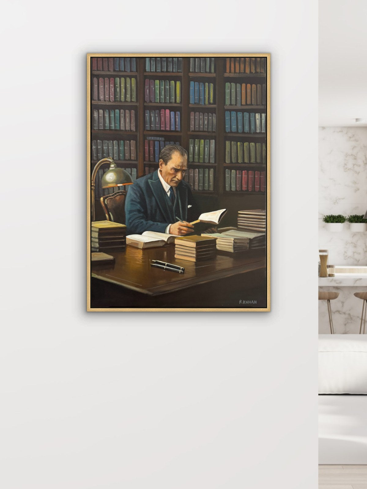 Okuyan Lider Yağlı Boya Tablosu Simurg Sanatevi