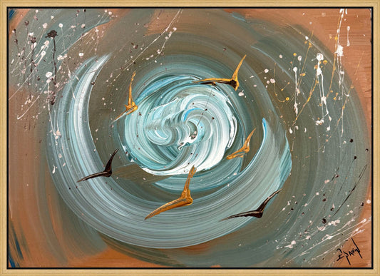 Döngüde Altın İzler Yağlı Boya Tablosu Simurg Sanatevi