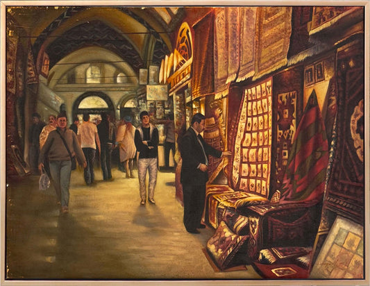 Halı Çarşısı Yağlı Boya Tablosu Simurg Sanatevi