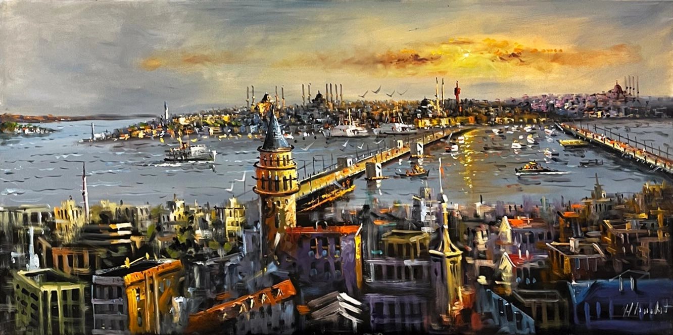 Haliç Üzerine Düşen Işık Yağlı Boya Tablosu