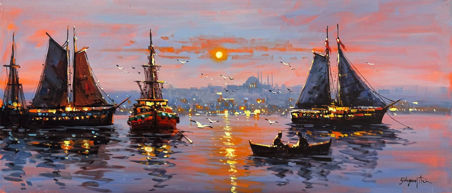 Bir Akşam İstanbul’da Yağlı Boya Tablosu