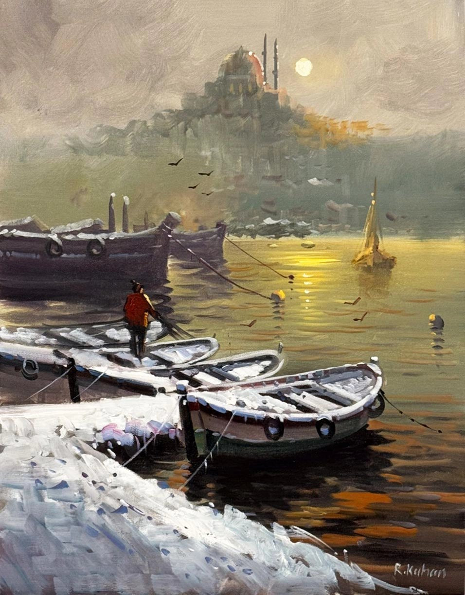 Beyazın İçinde İstanbul Yağlı Boya Tablosu