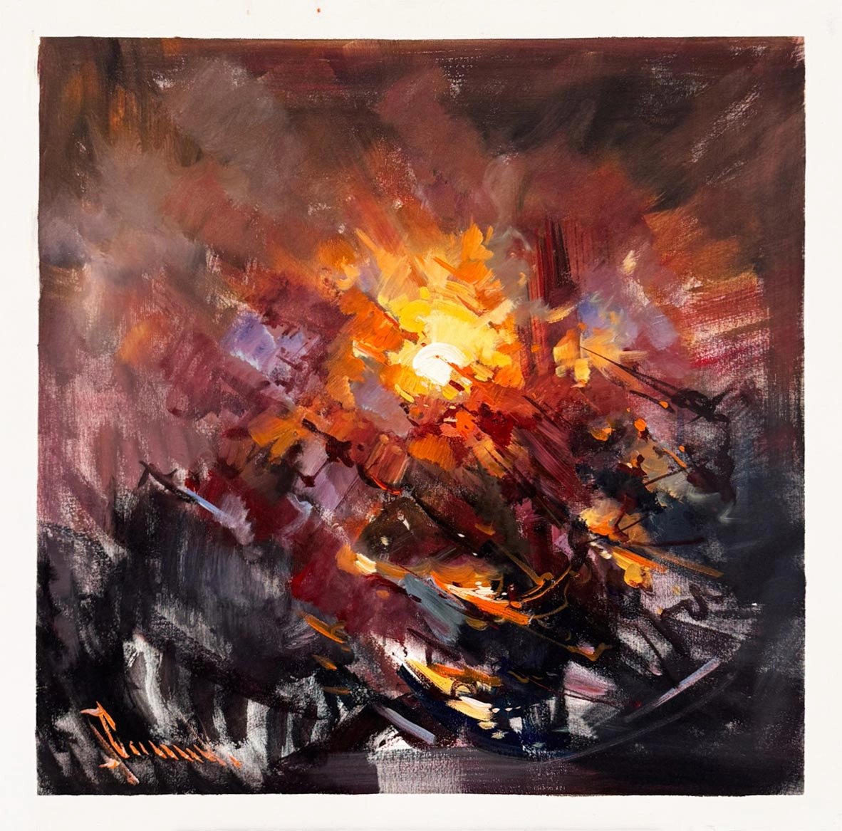 Soyut Kent Formları Yağlı Boya Tablosu