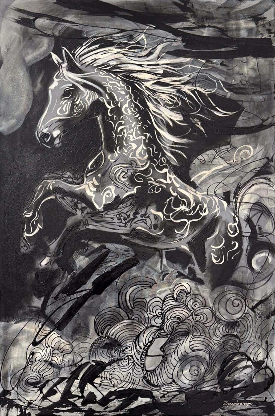 Zamanı Aşan At Yağlı Boya Tablosu