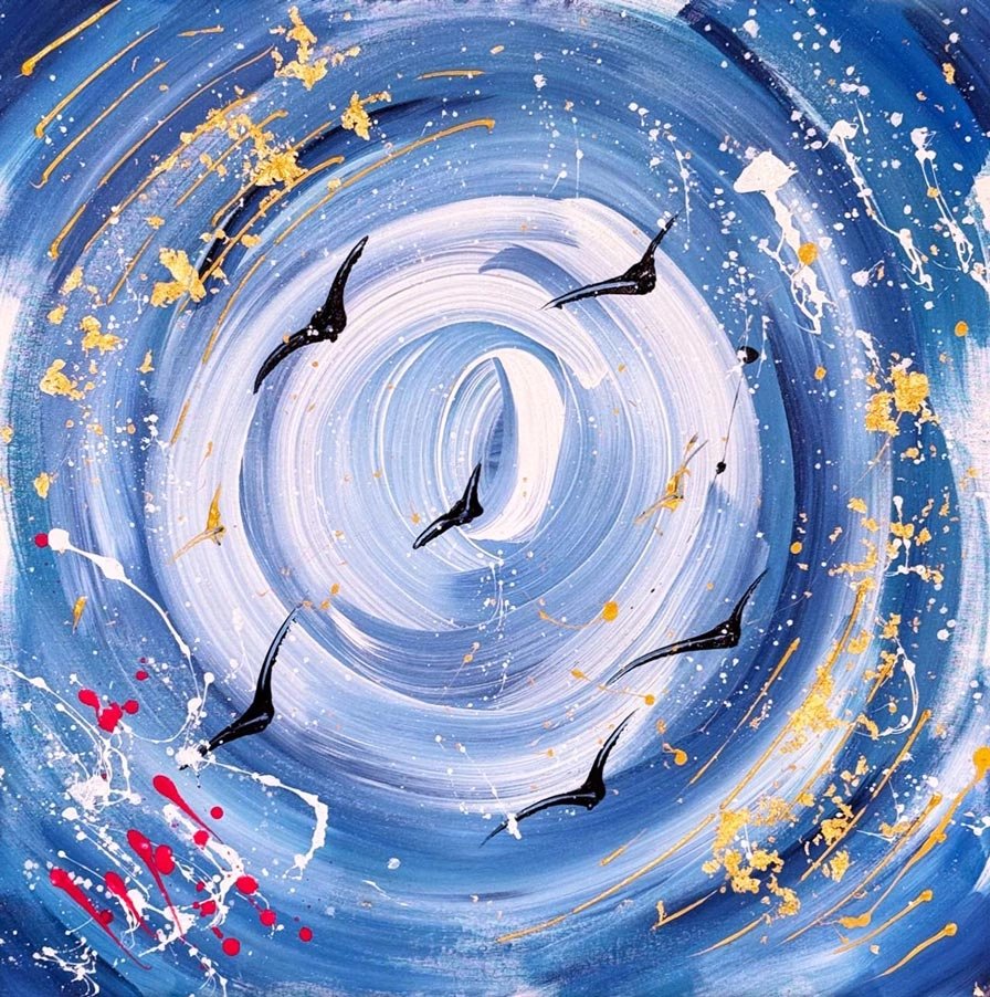 Soyut Mavi Ufuk Yağlı Boya Tablosu