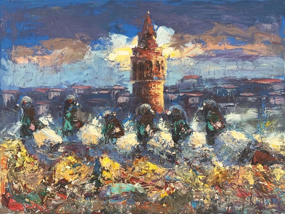 Galata’nın Güvercinleri Yağlı Boya Tablosu