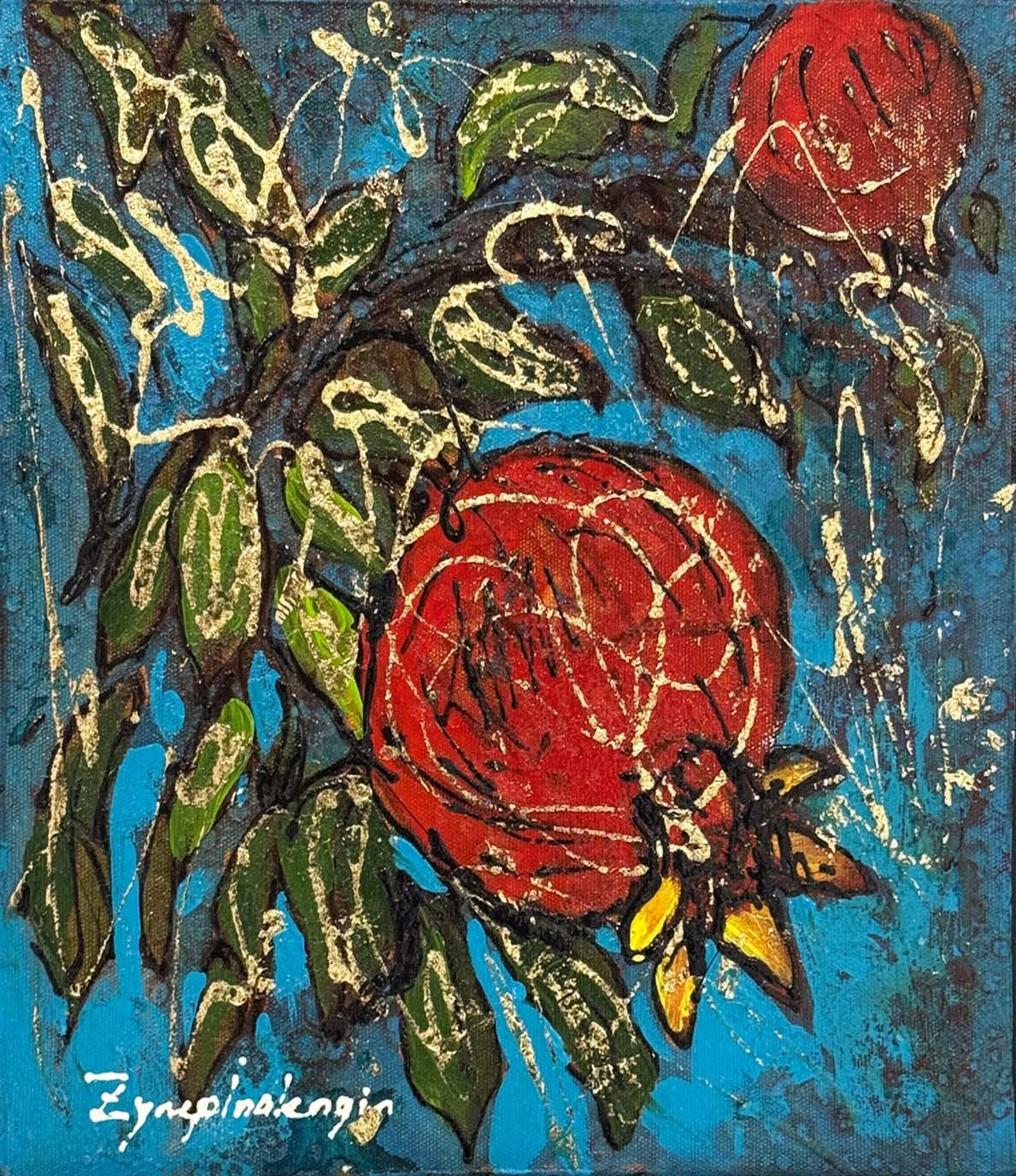 Dalında Narlar Yağlı Boya Tablosu