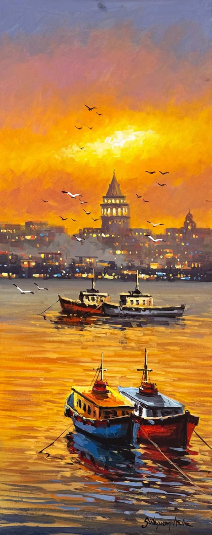 Akşamın Altın İzleri Yağlı Boya Tablosu