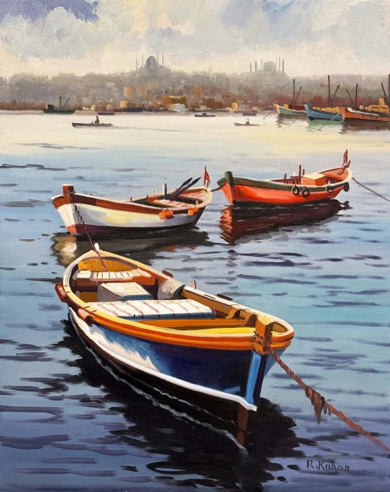 Sulara Düşen Işık Yağlı Boya Tablosu