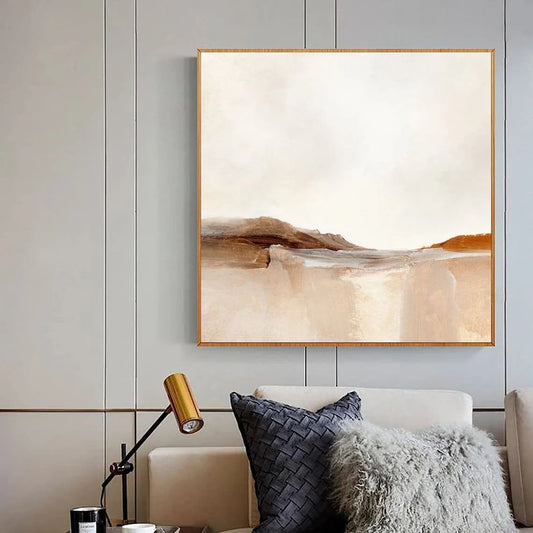 Kahve Tonları Minimalist Siparişe Özel Soyut Yağlı Boya Tablo Simurg Sanatevi